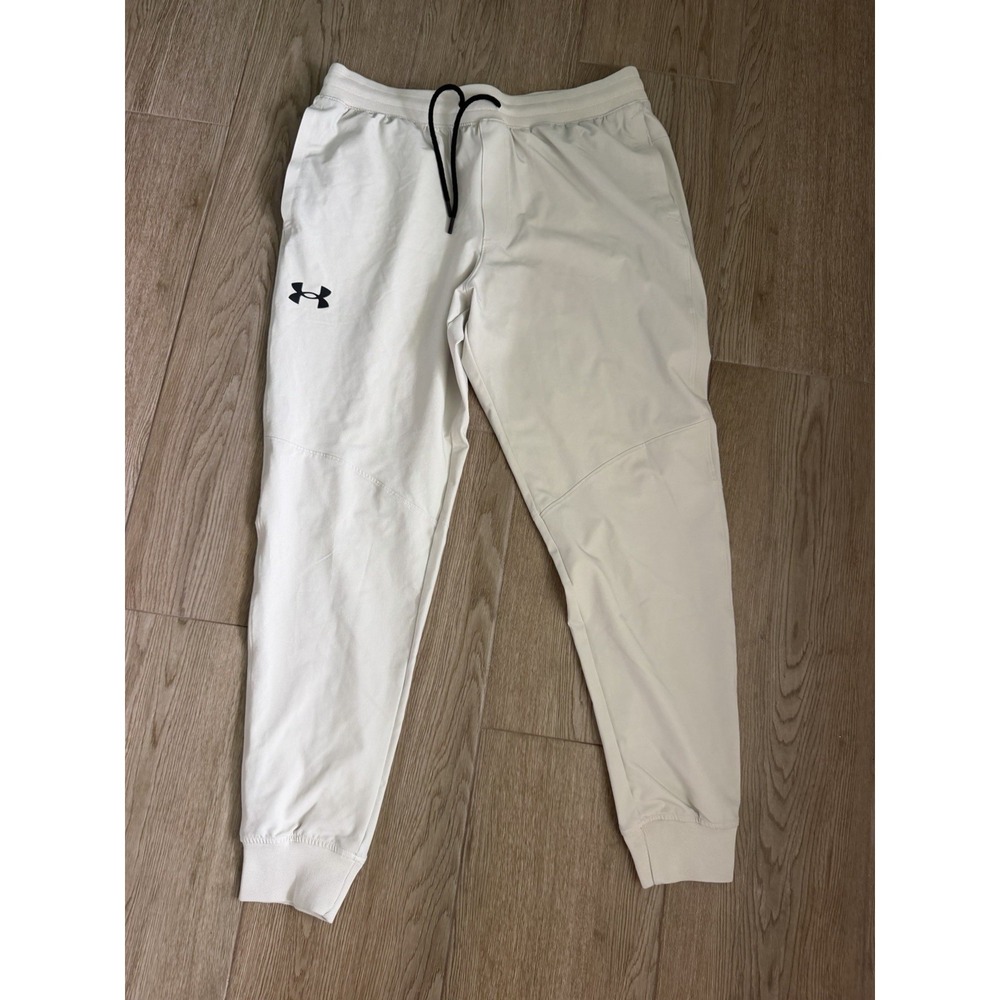 Under Armour Men's XL Off White Jogger Pants Drawstring Elastic Waist Pockets